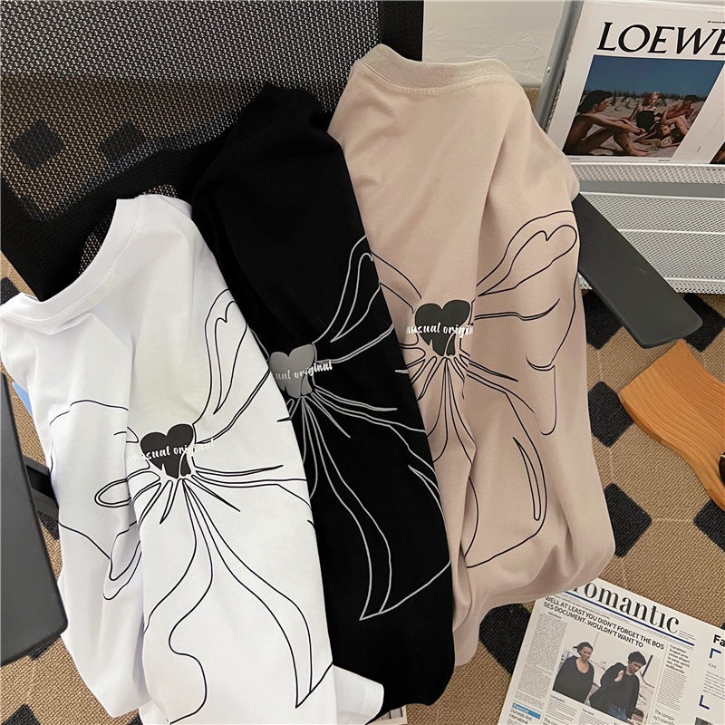 Áo Thun Tay Ngắn Dáng Rộng Hoạ Tiết Bướm Thời Trang Mùa Hè Cho Phái Nữ