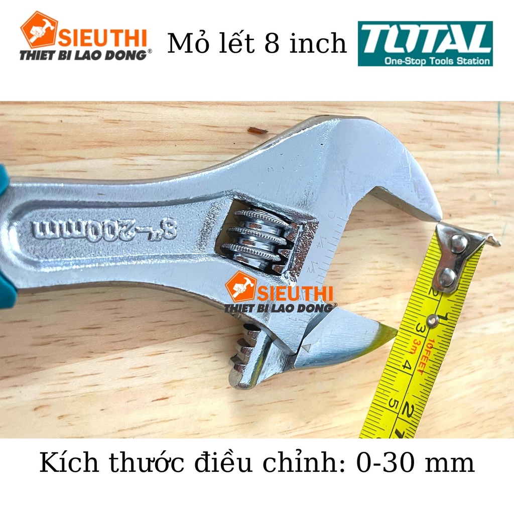 Total Cờ Lê Mỏ Lết 200mm 8inch Mở Rộng 30mm THT101086