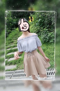 Set áo xanh trễ vai