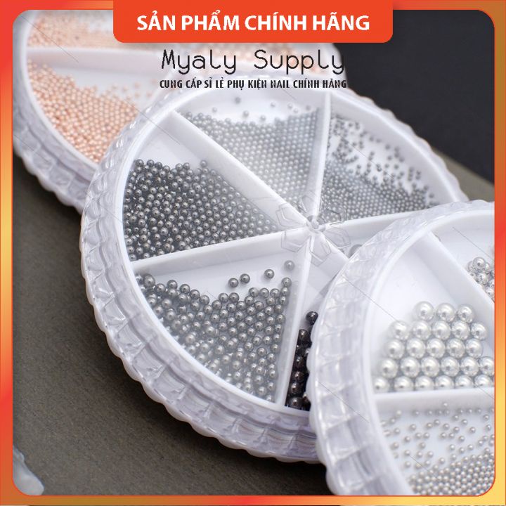 Set Bi Trang Trí Móng Kim Loại Khay Tròn 6 ngăn Mix Size