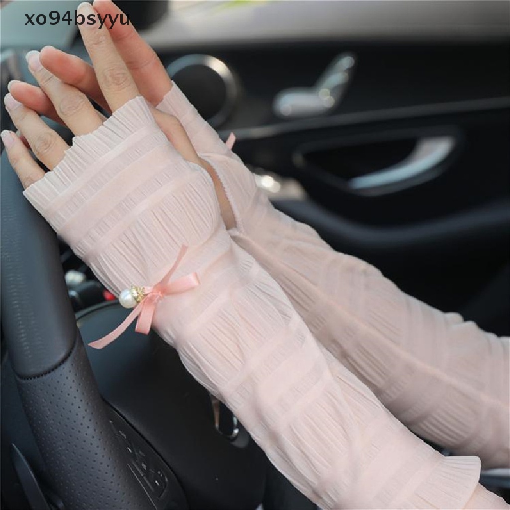 Găng Tay Chống Nắng Xo94Bsyu Bằng Lụa Phối Ren Thời Trang Mùa Hè