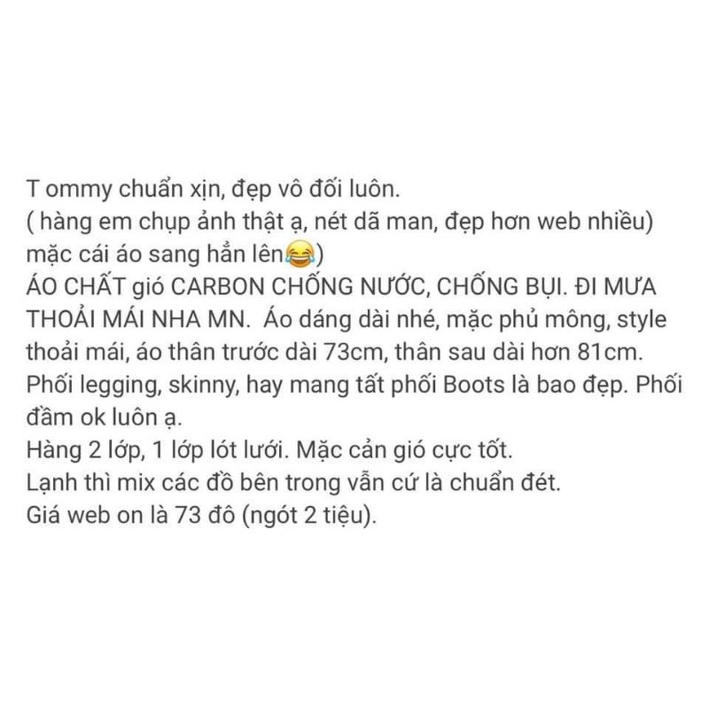 Áo khoác Tommy - Hàng Auth mua tại Costco Mỹ