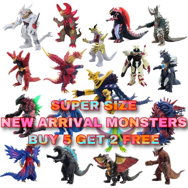 Mới đến quái vật lớn mua 5 tặng 7 !! Kích thước lớn đồ chơi godzilla mềm king ghidorah kích thước lớn maga orochi có thể xoắn bộ quái vật