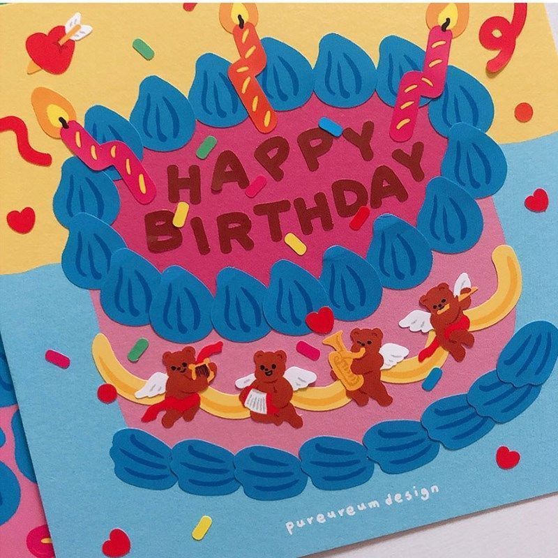 1 Set Birthday Diy Card With Sticker Happy Birthday Gift