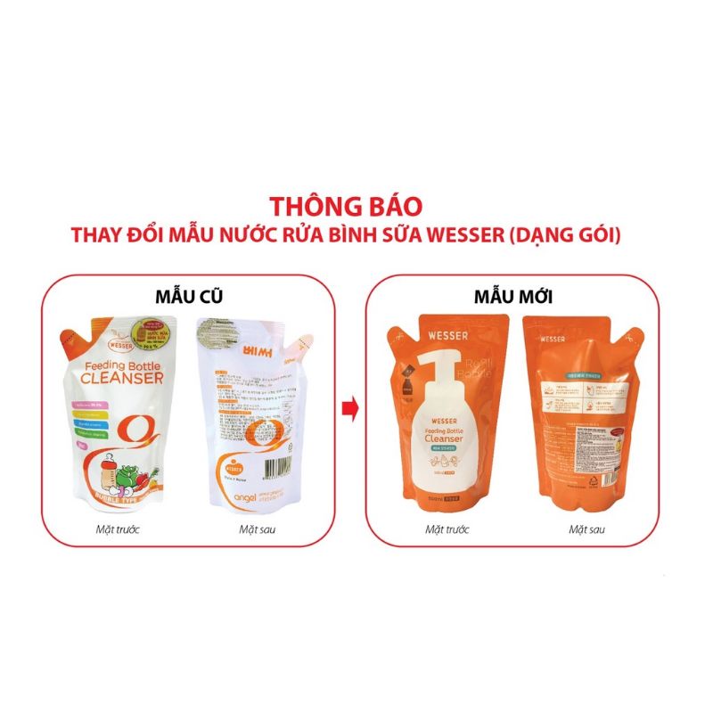Nước rửa bình sữa Wesser dạng gói nhập khẩu Hàn Quốc