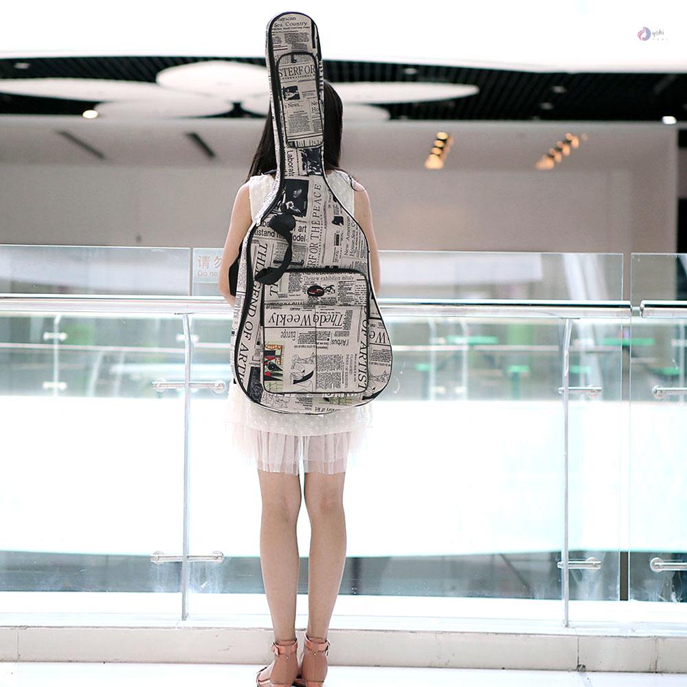 Túi Đựng Đàn Guitar Bằng Vải Oxford 600D Chống Thấm Nước In Họa Tiết Báo Báo Có Dây Đeo Có Đệm Lót Cho Đàn Guitar Acoustic 41Inch