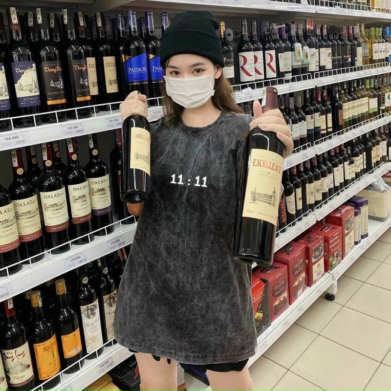 set quần short wash kèm áo thun 11:11 wash