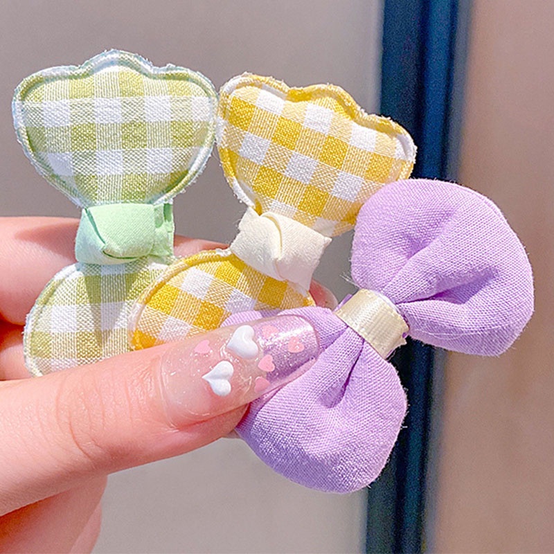 Set 10 Kẹp Tóc Nơ Phối Lưới Nhiều Màu Dễ Thương Dành Cho Bé Gái