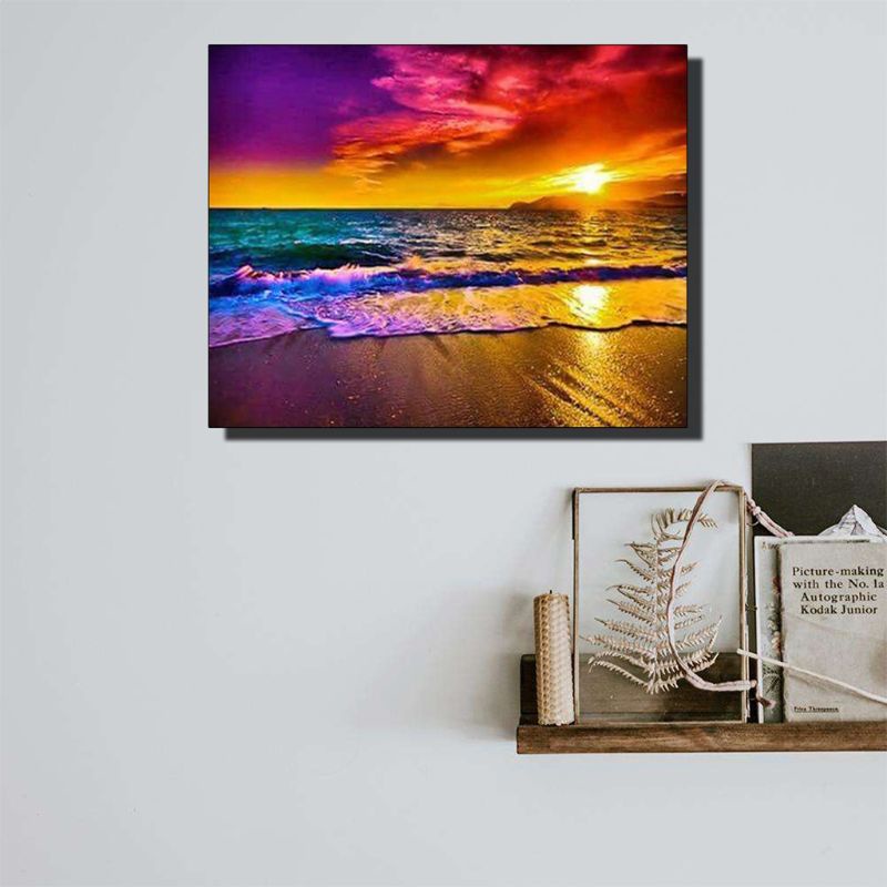 Bộ Tranh Đính Đá 5D Tự Làm Toàn Diện Hình Phong Cảnh Bãi Biển