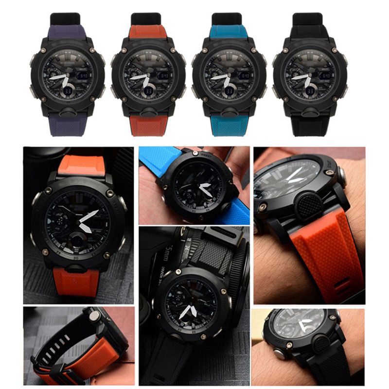 BTSG* Outdoor Sports Silicone Watch Strap Wristband for Casio GA-2000 Smart Watch
