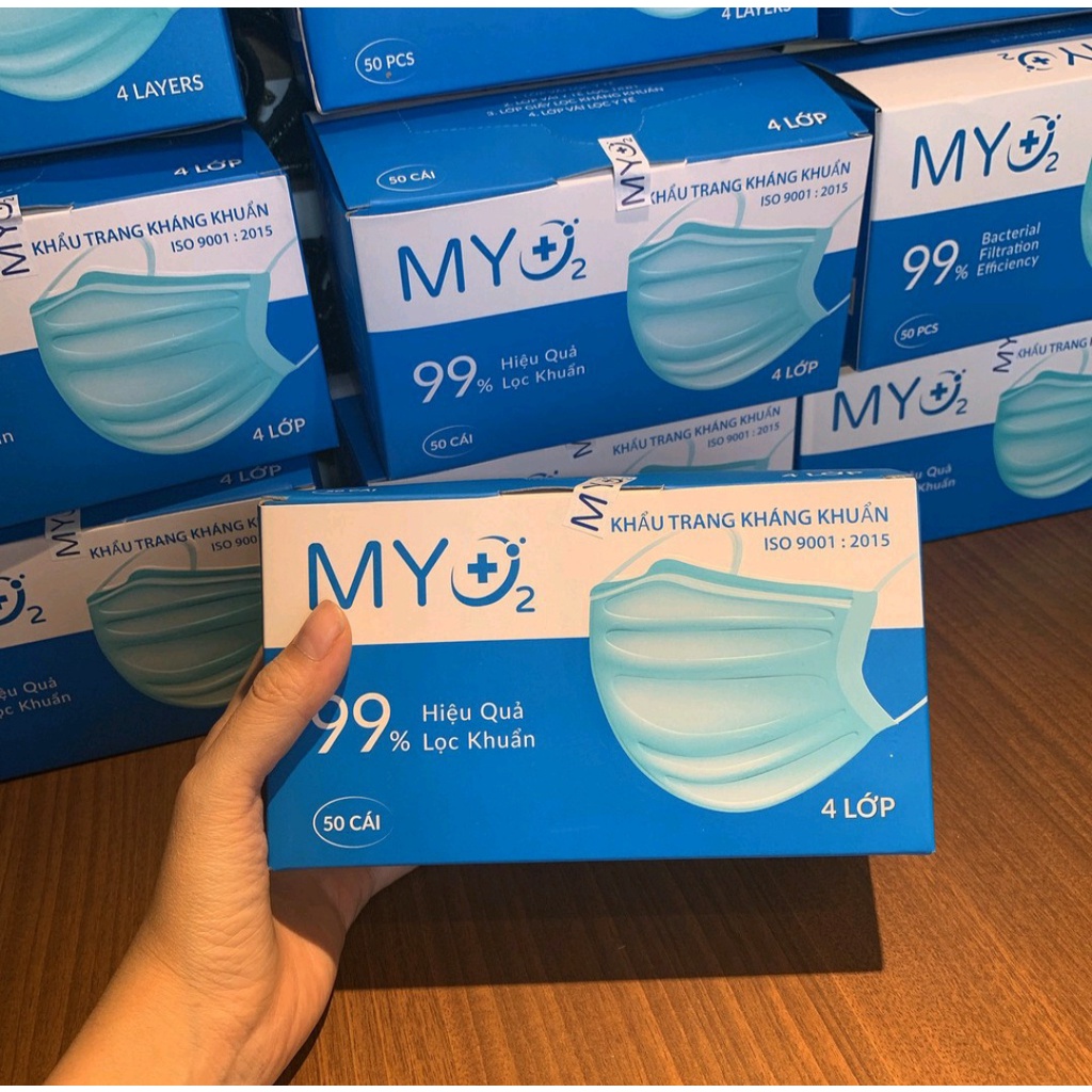 [HỘP 50 CÁI] - Khẩu Trang Y Tế MY O2 4 Lớp - Hiệu Quả Lọc Khuẩn 99% Tiêu Chuẩn FDA9