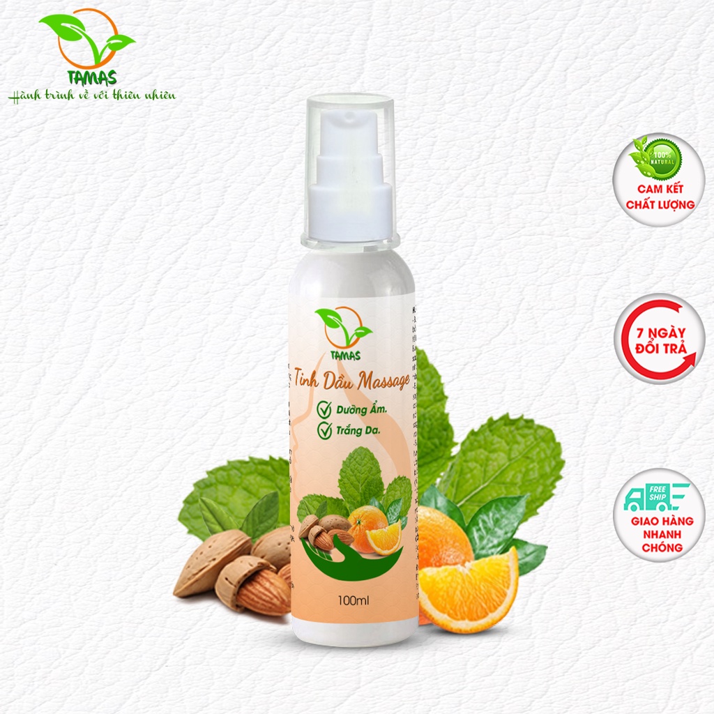 Tinh dầu massage TAMAS, giúp dưỡng ẩm, sáng da, tạo độ đàn hồi, trẻ hóa làn da, giúp da mịn màng chắc khỏe, ...