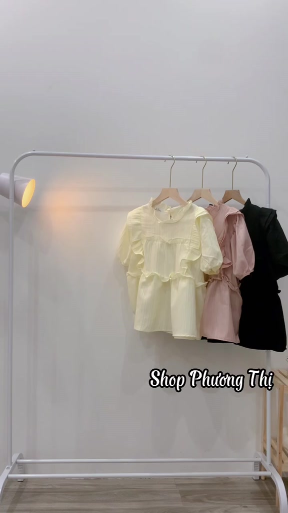 Áo sơ mi nữ tay ngắn CỔ TÀU dáng babydoll cánh tiên bánh bèo chất đũi gân (hàng sẵn) | BigBuy360 - bigbuy360.vn