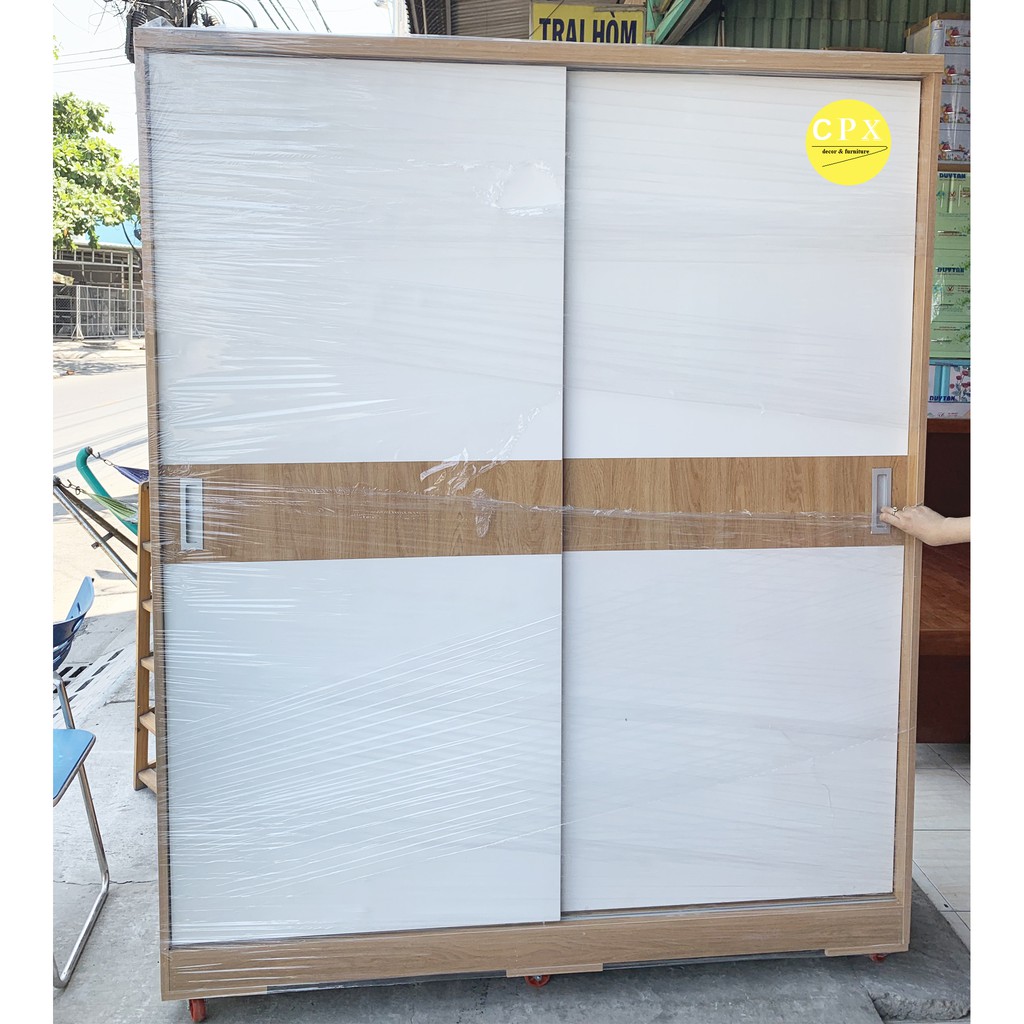 Tủ quần áo, tủ cửa lùa có ngăn hộc để đồ đa năng, gỗ cn MDF, CPX-T02