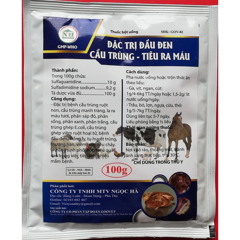 1 gói Sulfa 100g Công ty Ngọc Hà Chuyên dùng cho gia súc, gia cầm, chim cảnh
