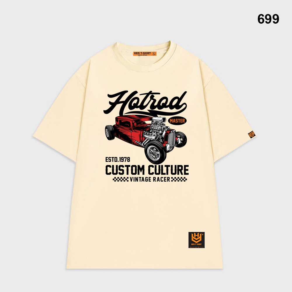 Áo thun tay lỡ unisex Nam Nữ form rộng Xe Hotrod 699 HY KOREA.