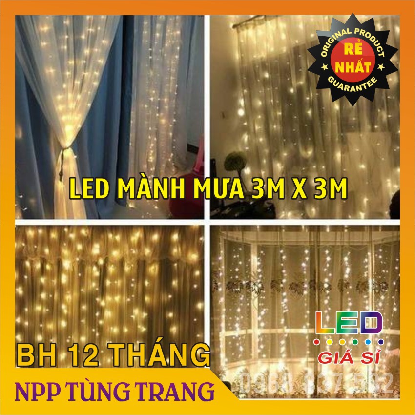 Dây Led mành mưa kích thước 3mx3m, đèn nháy thả mành