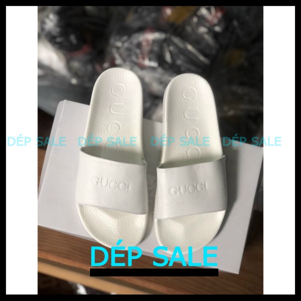 [Sale Dép] Dép nam nữ quai ngang GUCCI full trắng thời trang -NKH Store0