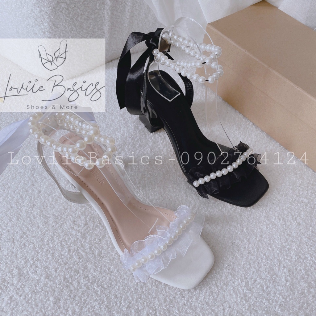 SANDAL CAO GÓT LOVIIE BASICS - GUỐC NỮ QUAI NGANG BÈO NHĂN - GIÀY THỜI TRANG HỞ HẬU SAU KẾT NƠ G220717