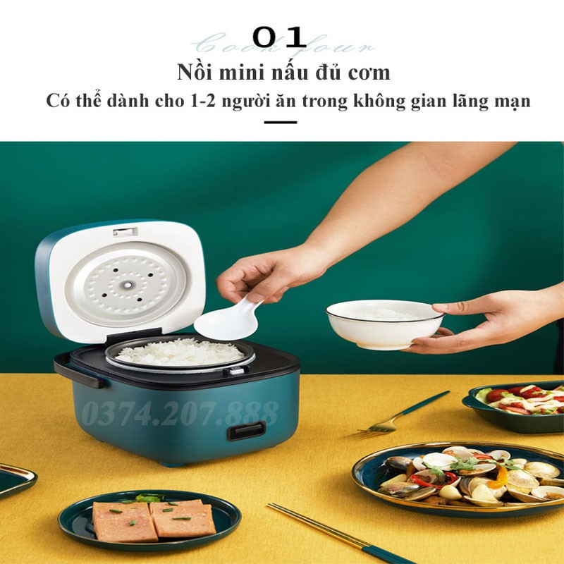 Nồi Cơm Điện Đa Năng Mini  1,2L  (Nấu Cháo, Chưng, Hấp, Luộc...) | BigBuy360 - bigbuy360.vn