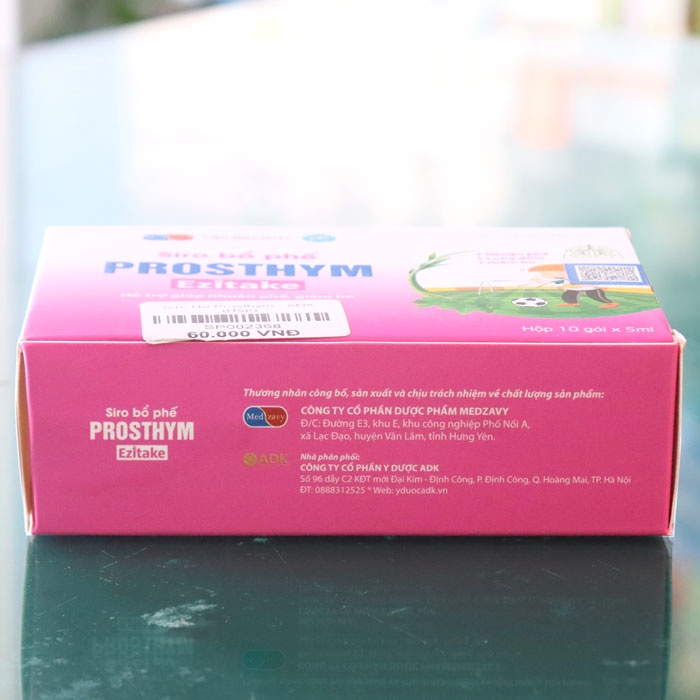 Siro bổ phế Prosthym Ezitake, hỗ trợ giảm đau rát cổ họng, long đờm 910 gói x5ml)
