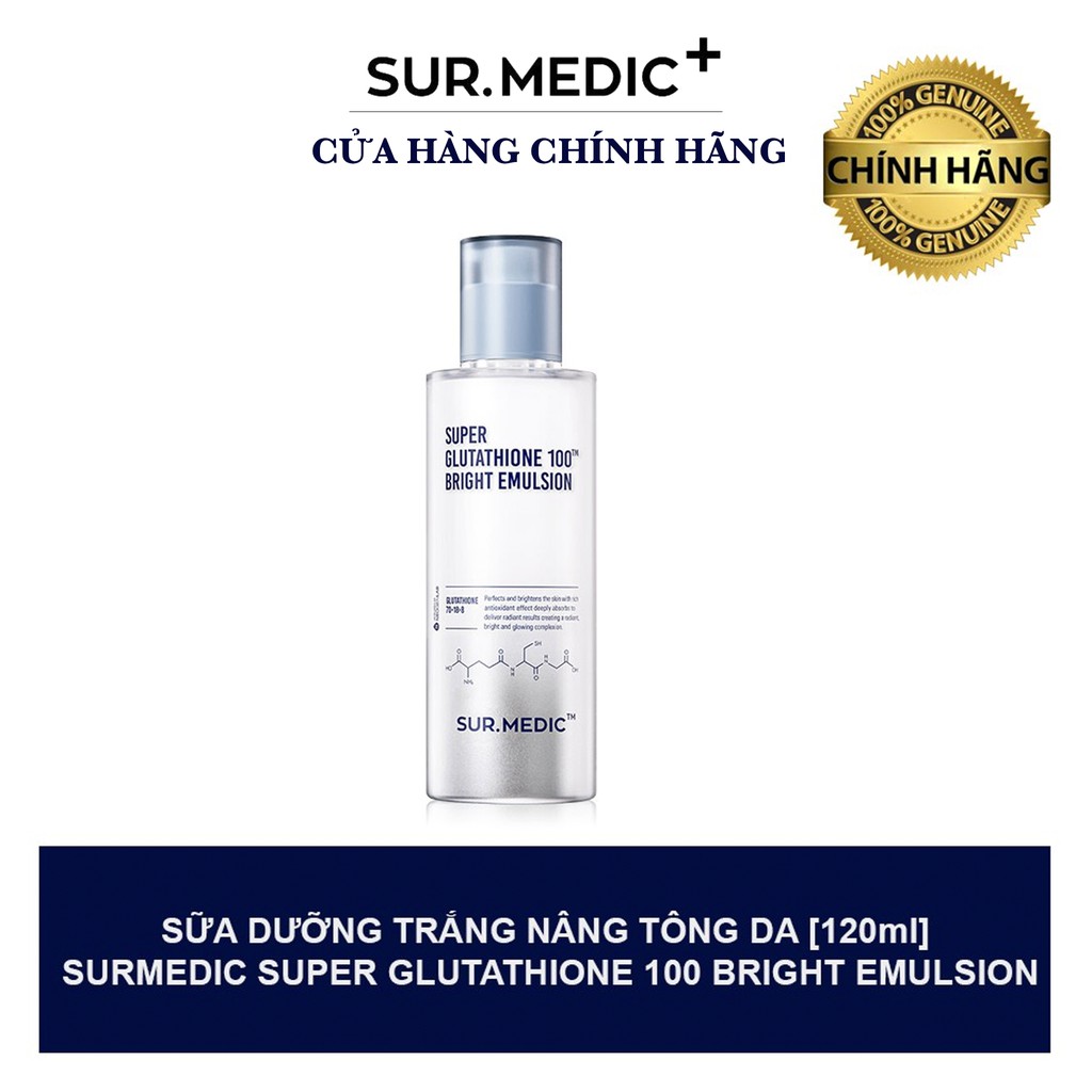 Sữa Dưỡng Trắng, Cân Bằng Ẩm Cho Da SURMEDIC Super Glutathione 100 Bright Emulsion 120ML