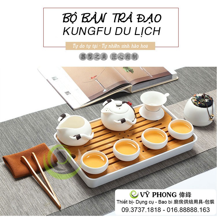 Bộ trà đạo xách tay du lịch bằng sứ mịn