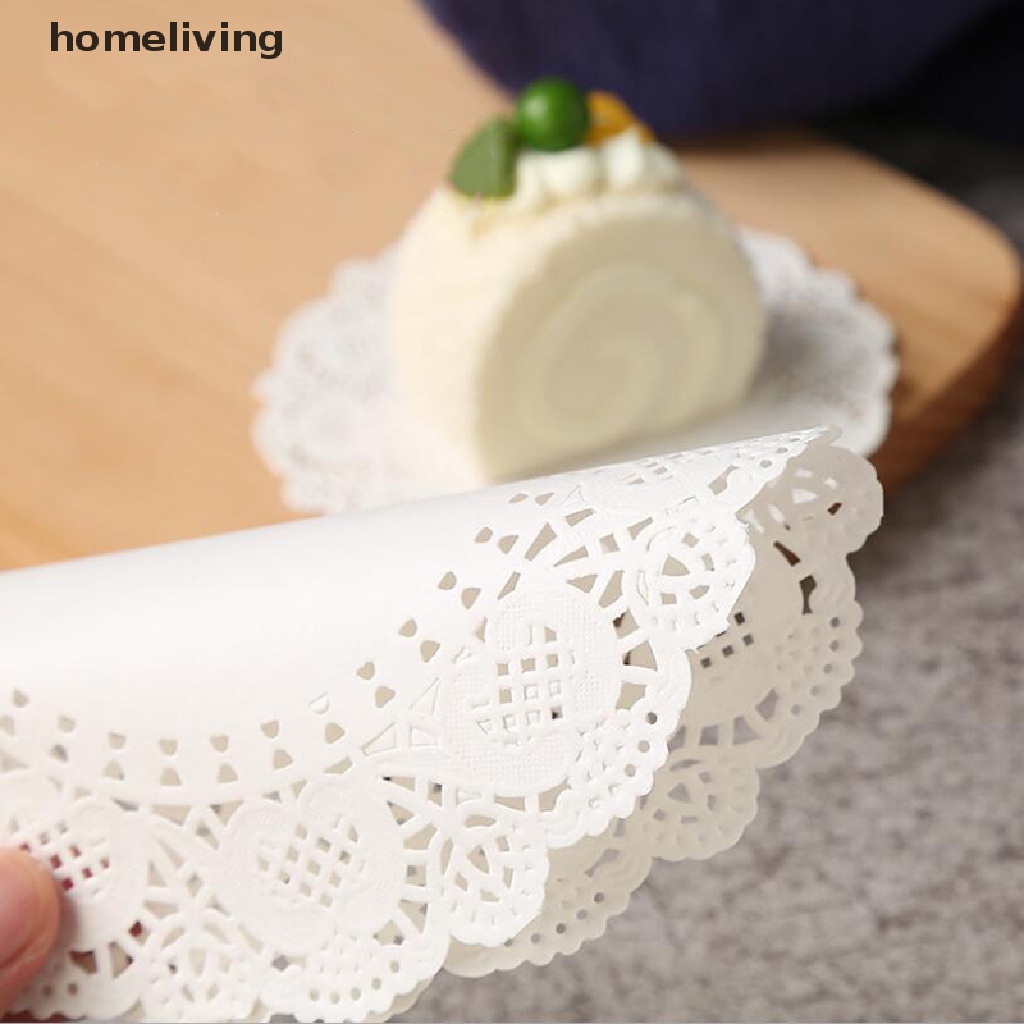 Bộ 100 Miếng Lót Bánh Hình Tròn Bằng Giấy Phối Ren Xinh Xắn