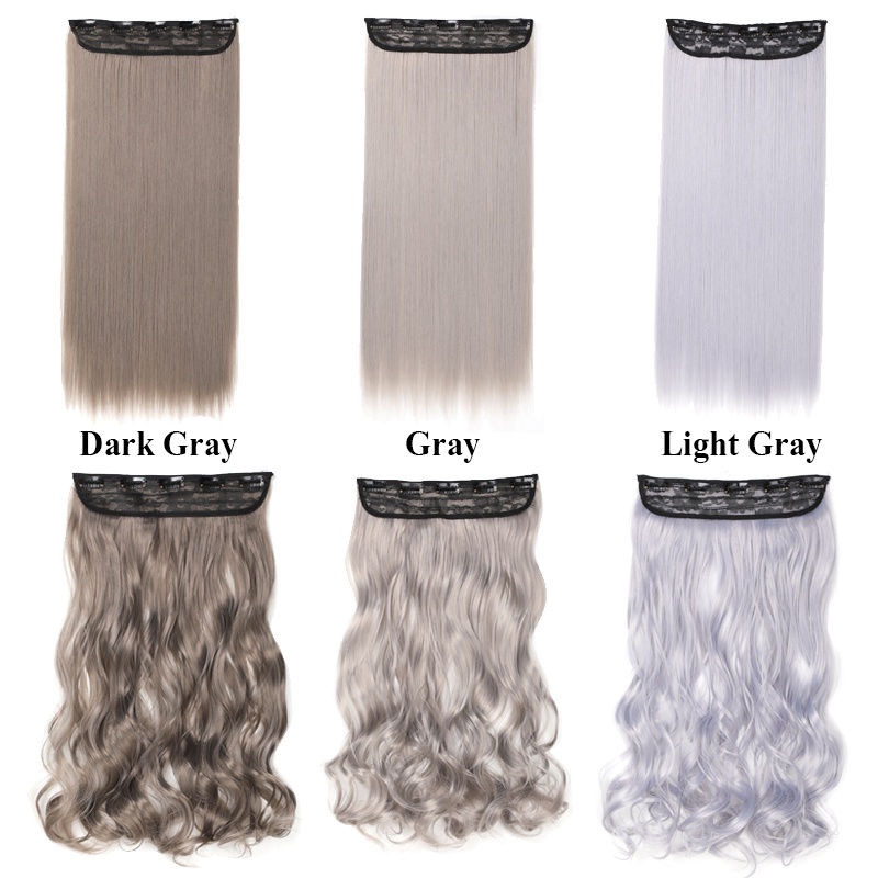Tóc giả WIGSIN nối tóc kiểu xoăn/ thẳng nhuộm màu đen xám ombre thời trang dành cho nữ