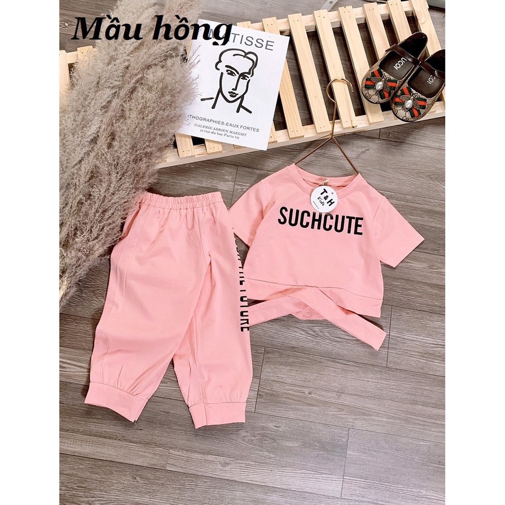 Bộ bé gái áo Croptop và Quần hiphop cotton thun 4 chiều 10-22kg XHN520