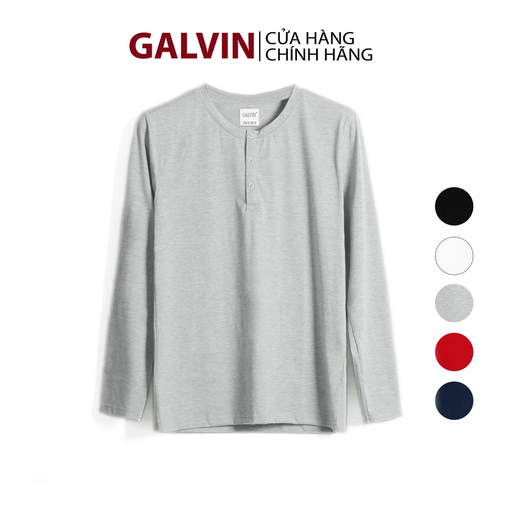 [Mã FAMALLT5 giảm 15% đơn 150K] Áo thun dài tay nam Galvin cổ tròn có khuy cổ chất cotton co giãn APGV31