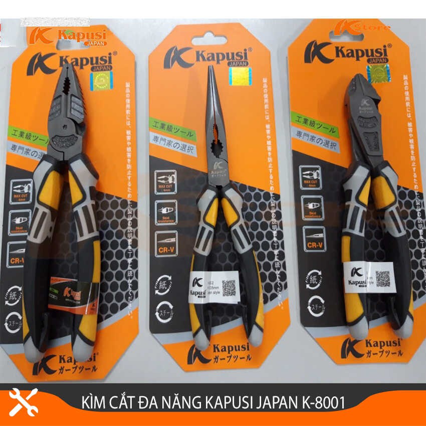 Kìm Cắt Dây Điện Đa Năng Cao Cấp Kapusi Japan K-8001, Kềm Cắt Dây Điện Dây Kẽm Siêu Khỏe,Siêu Bền Hàng Nội Địa Nhật;