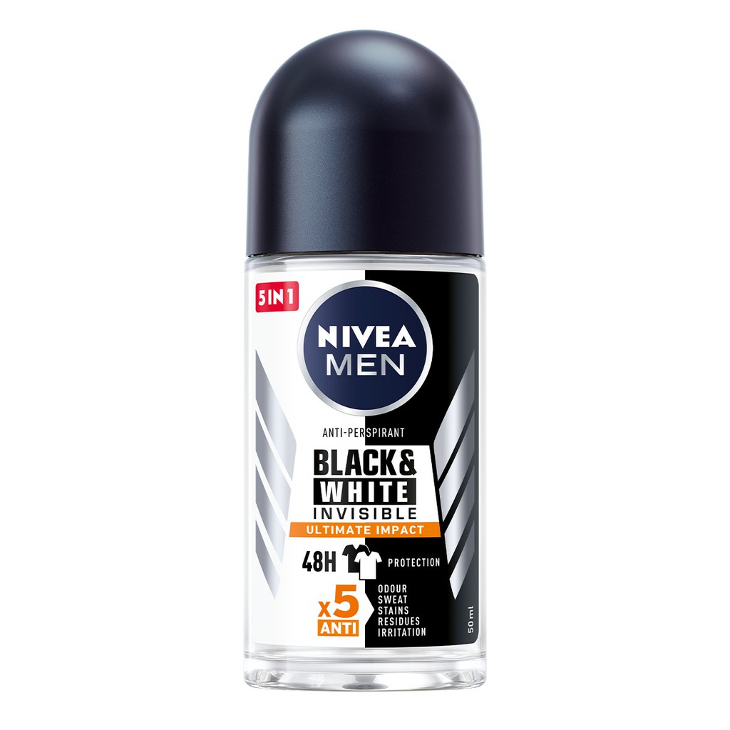 Lăn ngăn mùi Nivea Men Invisible For Black & White Giảm vết ố vàng chai 50ml