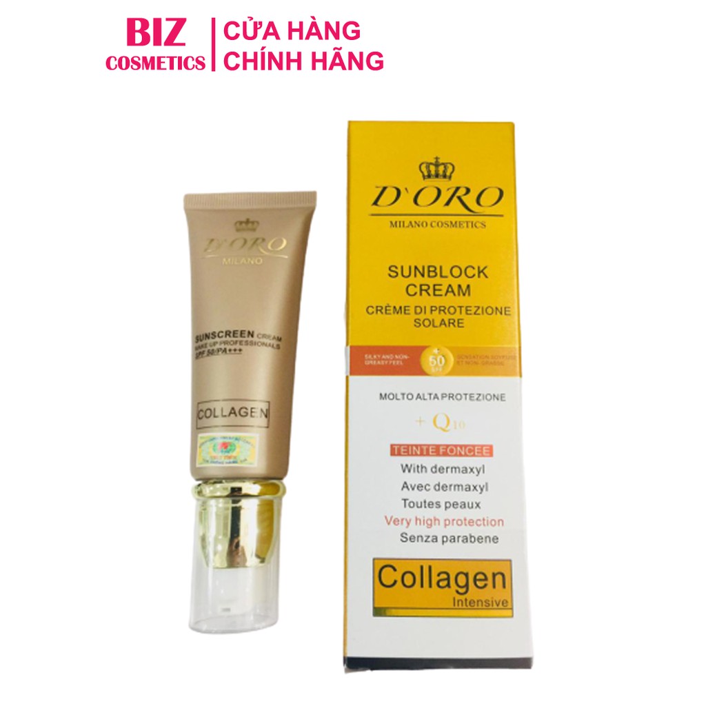 Kem chống nắng Doro Collagen Q10 nhập khẩu chính hãng Italia SPF 50/PA+++ 50ml