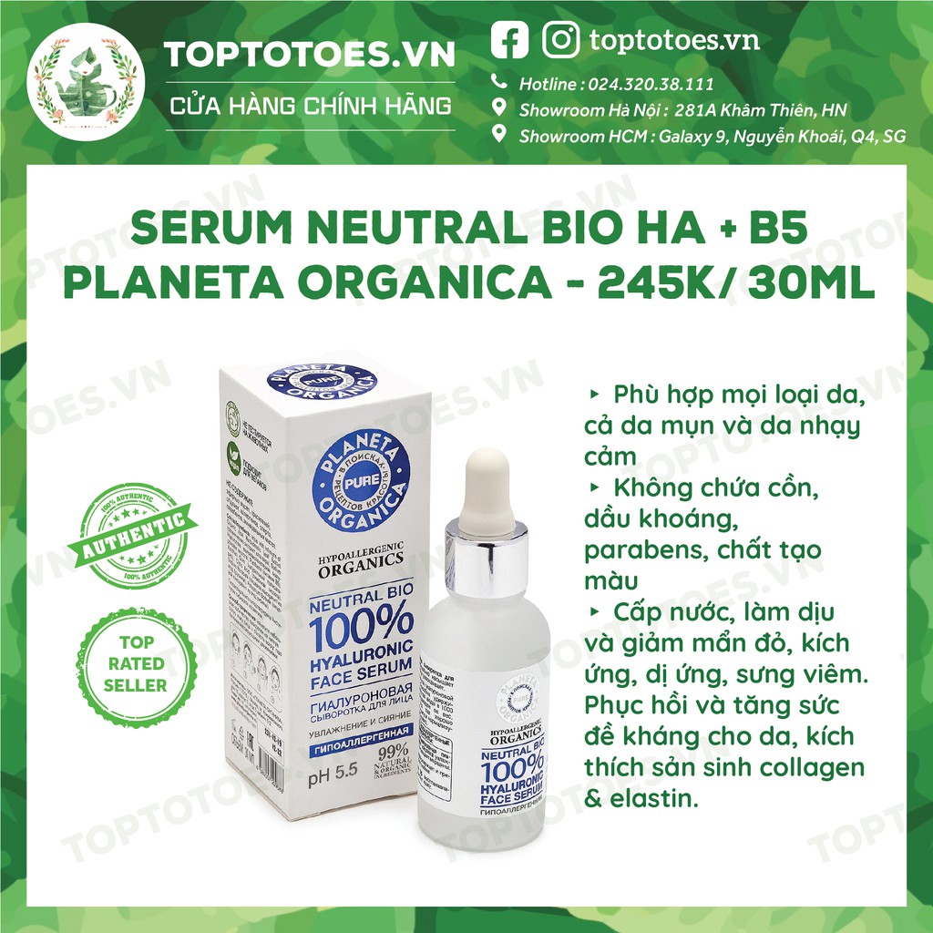 [Mã SKAMPUSH11 giảm 10% đơn 200k] Serum Planeta Organica Neutral Bio HA + B5 làm dịu, phục hồi, nuôi dưỡng da căng mượt