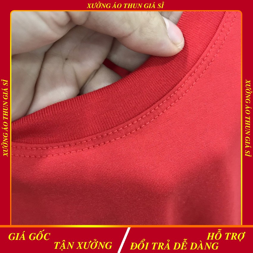 Áo Thun Nam | Áo Phông Trơn Cổ Tròn Màu Đỏ Tươi