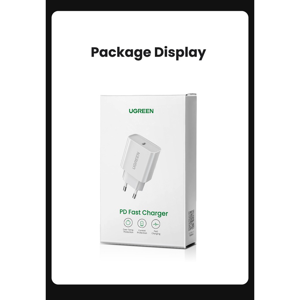 Củ sạc nhanh Ugreen QC4.0 QC3.0 PD 20W thích hợp cho12 X Xs 8 Xiaomi