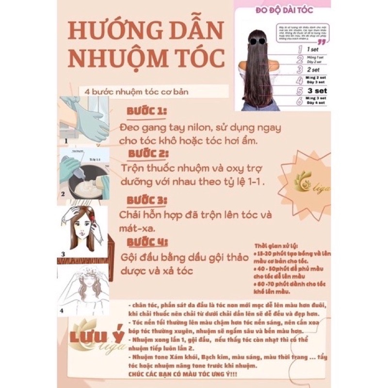 Thuốc nhuộm tóc màu Hồng Đào không cần thuốc tẩy tóc kèm oxy trợ dưỡng Galistore