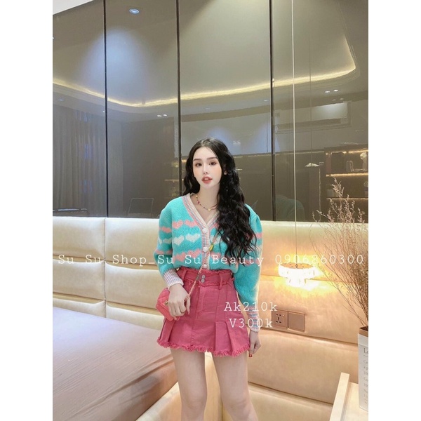 Áo len nữ tay dài hoạ tiết trái tim QC NÀNG CLOSET