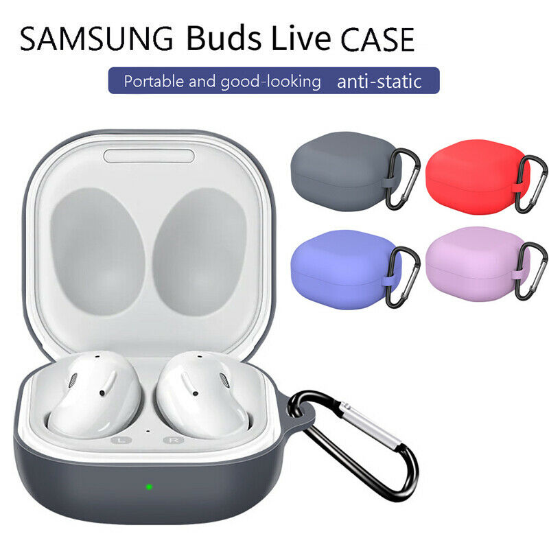 Vỏ Bảo Vệ Hộp Sạc Tai Nghe Bluetooth Samsung Galaxy Buds Live Bằng Silicon Chống Sốc Có Móc Treo Ốp