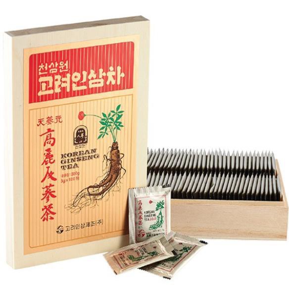 HOÀNG DIỆU KOREA - Trà Hồng Sâm Hàn Quốc, Trà Sâm Hộp Gỗ Cao Cấp Okinsam 100 gói