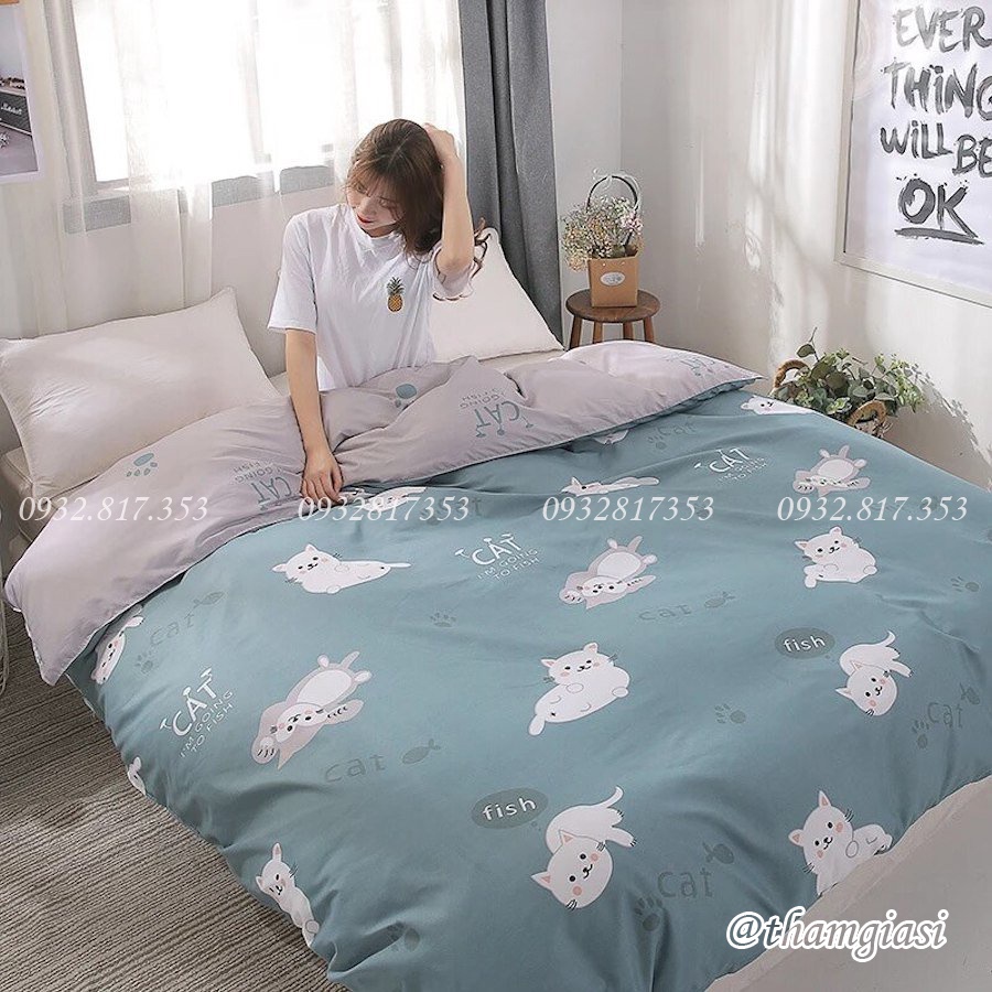 Ga Gối Cotton Poly giá rẻ bọc 2 mặt có khóa kéo cho nệm topper, đệm bông kích thước 1m| 1m2| 1m4| 1m6| 2m
