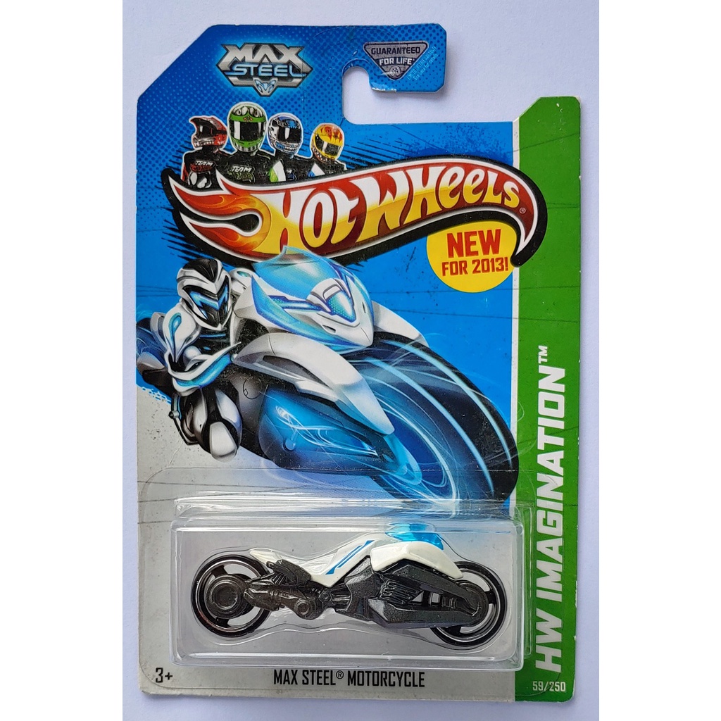 Xe mô hình 1:64 Hot Wheels T-27-1 Max Steel Motorcycle trắng