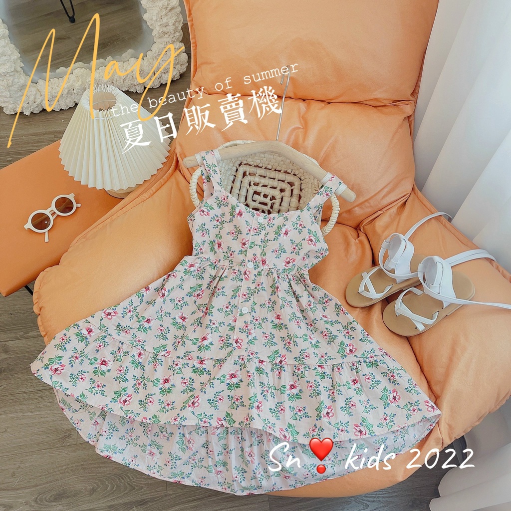 Váy hoa 2 dây tà lệch SN bé gái