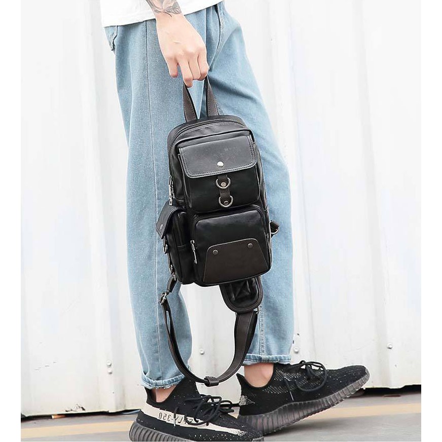 Túi Đeo Chéo Da Nam Cao Cấp Nhiều Ngăn Tiện Lợi BAM046