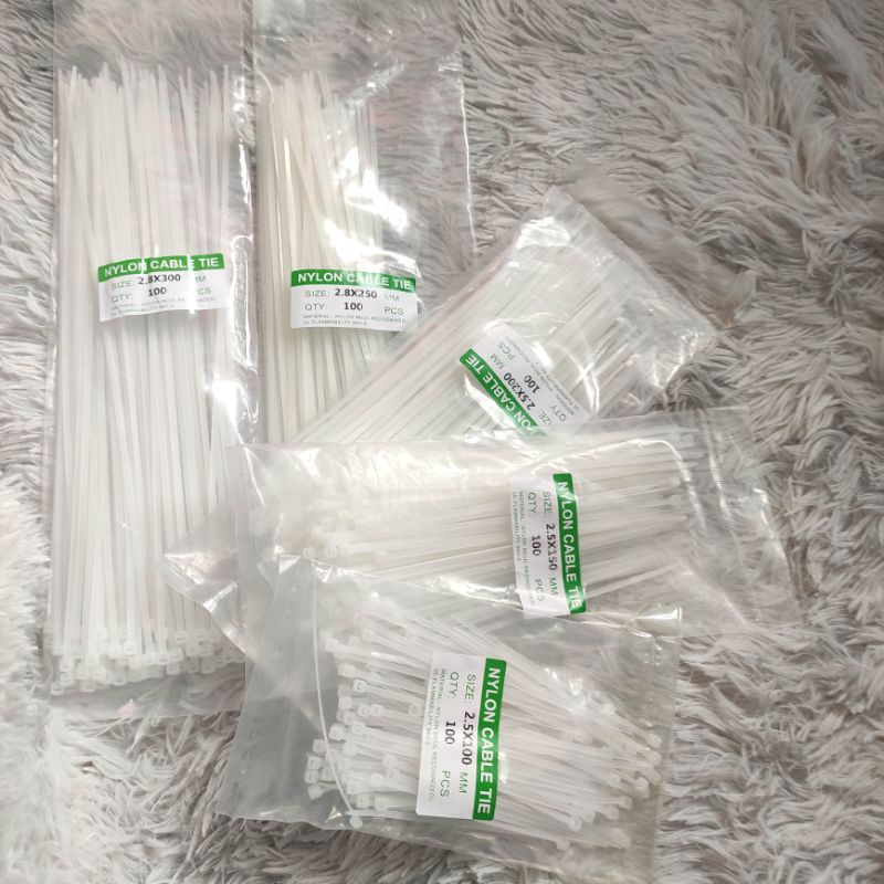 Set 100 dây thít dây rút lạt thít nhựa độ dài 10cm 15cm 20cm 25cm 30cm
