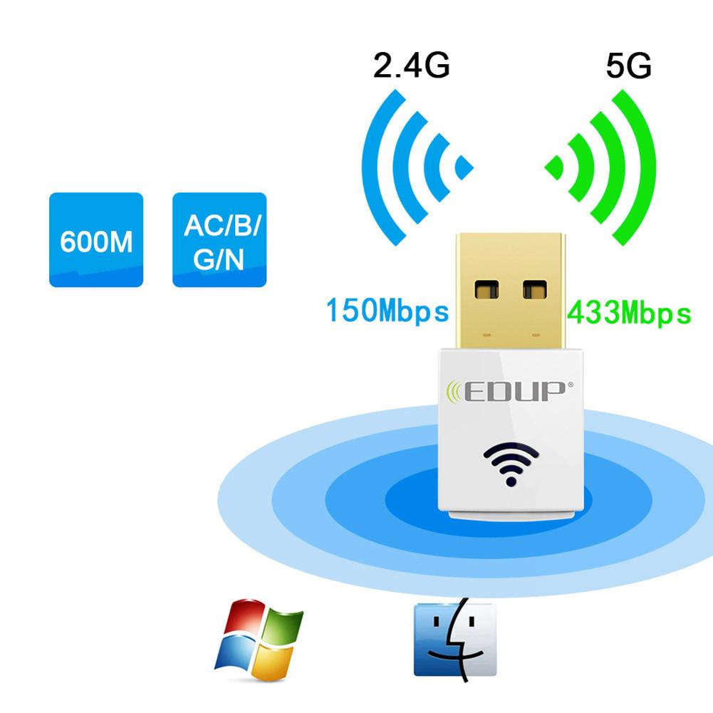 Bộ chuyển đổi wifi USB 5ghz mini 600mbps 802.11ac Bộ thu wifi băng tần kép USB Ethernet Adapter Card mạng | BigBuy360 - bigbuy360.vn
