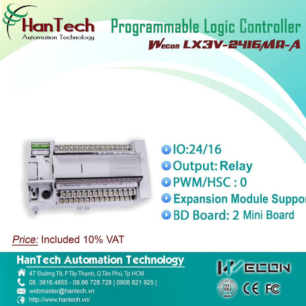 20/ Bộ điều khiển logic có khả năng lập trình (PLC)  Wecon LX3V-2416MR-A  [HanTech Automation Technology]