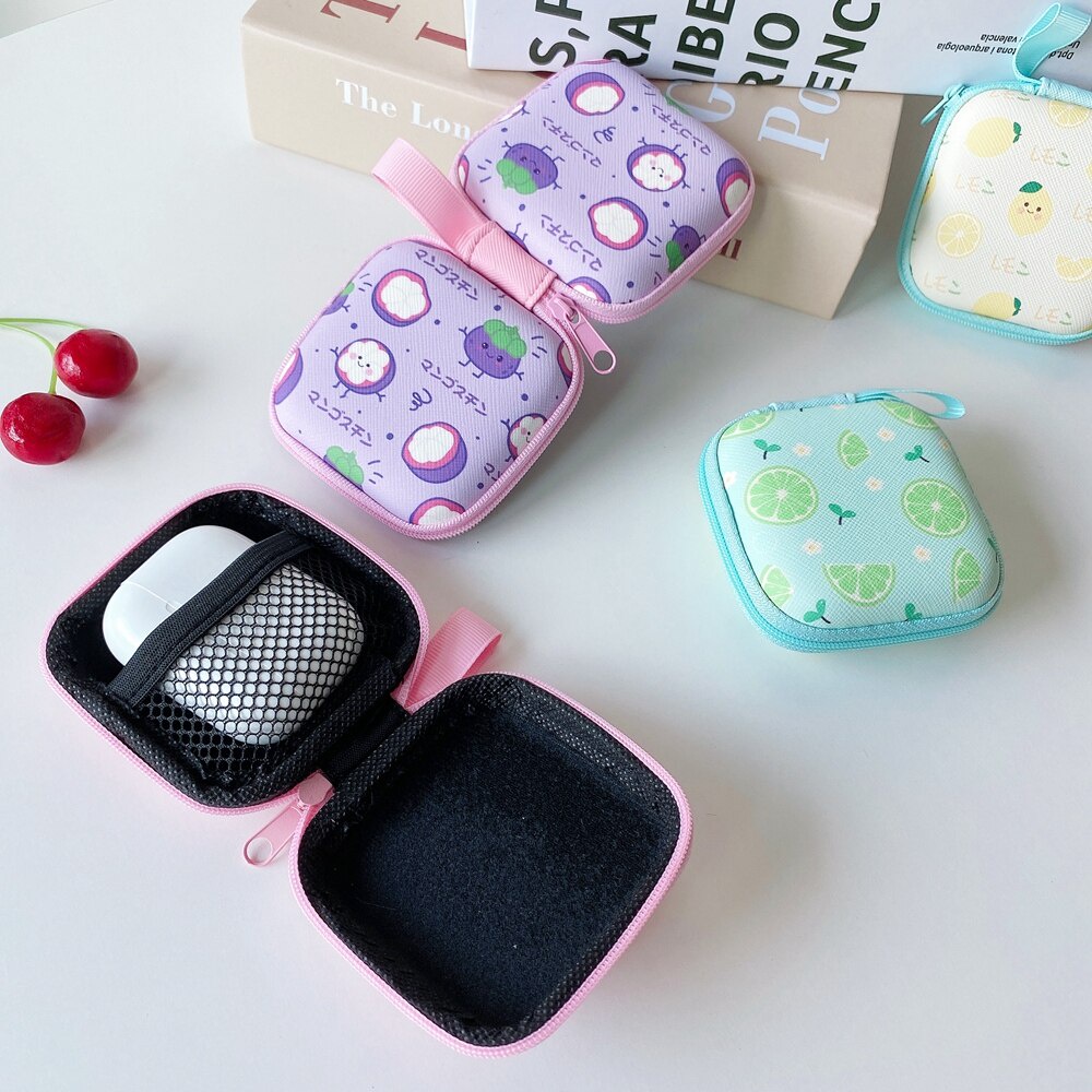 Mini Cartoon Film Hard Zipper Headphone holder Portable headphone carrying carrying case Headphone bag Container USB Cable Protection Bag Organization Protection