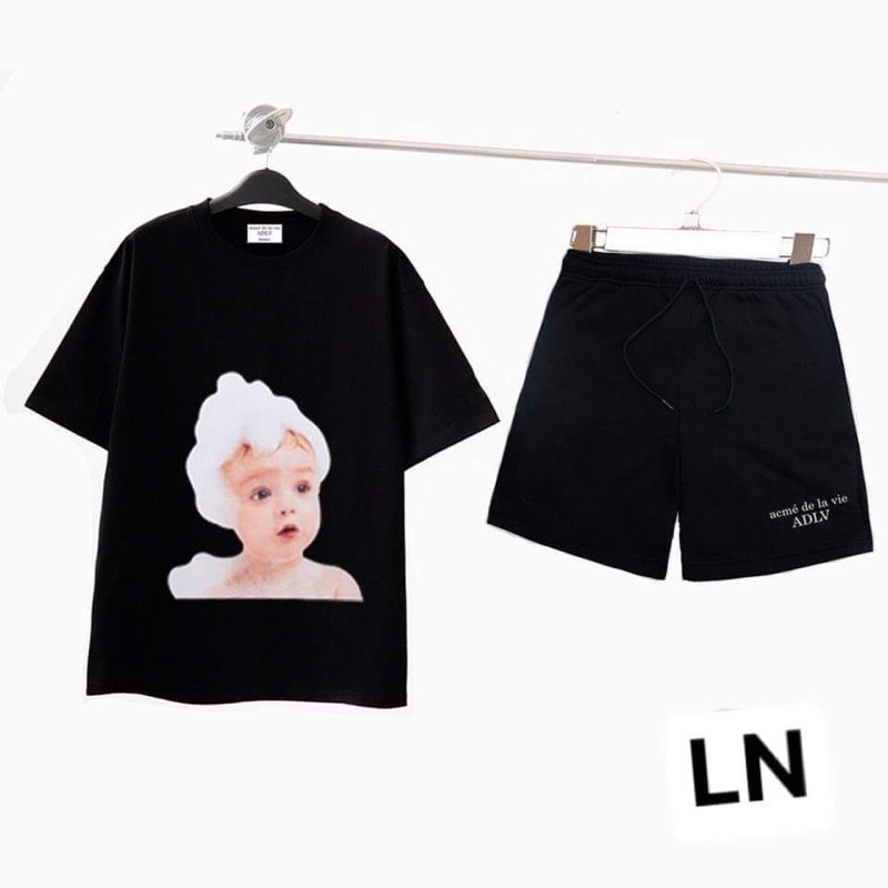 Sét áo em bé xà phòng + quần đùi chữ TH6